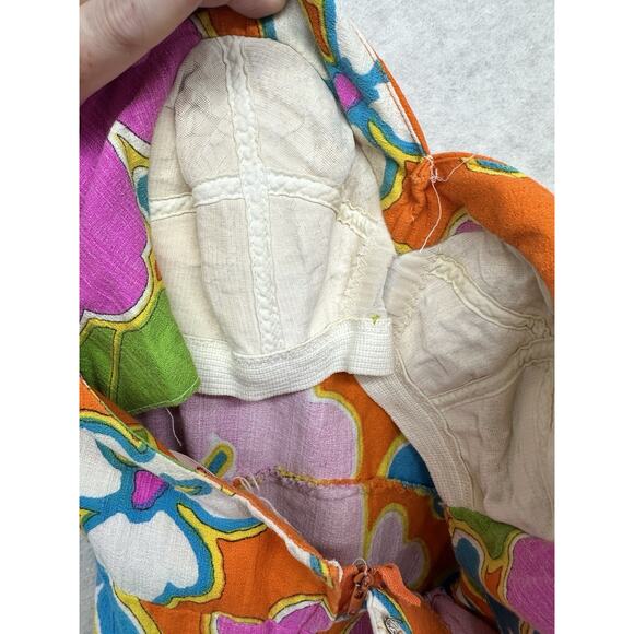 Vintage 60s Dress Malihini Hawaii Designer Collection Maxi Floral Hot Neon - Picture 15 of 15